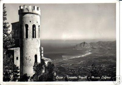 Vecchia Trapani 039 - Erice - Cartolina Torretta Pepoli e vista Monte Cofano.jpg